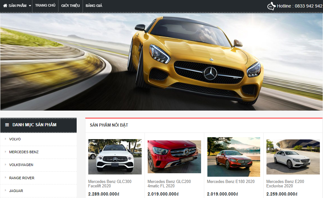 mẫu website kinh doanh ô tô Mercedes Hải Phòng 